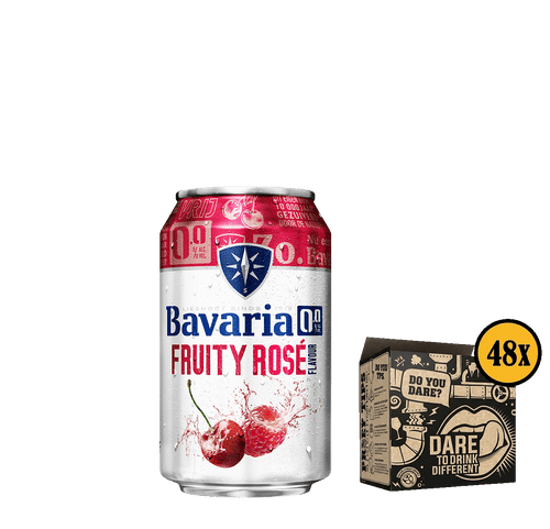 Bavaria 0.0% Fruity Rosé blik 33cl - multipack. Is het radler van brouwerij Bavaria met 0% alcohol.