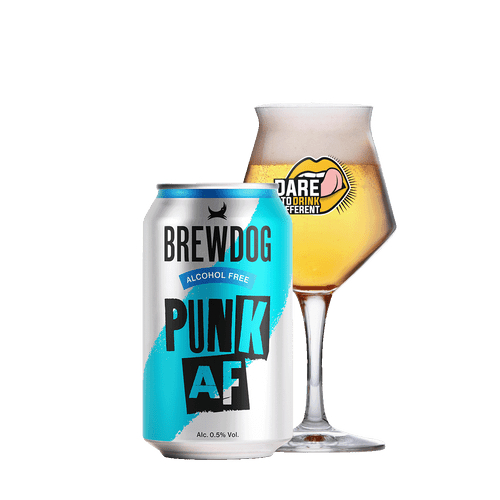 BrewDog Punk IPA alcoholfree blik 33cl. Is het alcoholarme Punk IPA bier van BrewDog met 0.5% alcohol