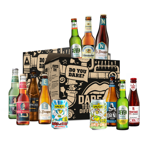 Alcoholvrij bierpakket. Een bierpakket volledig gevuld met geen en lage alcoholische bieren