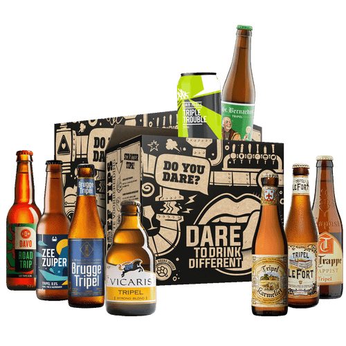 Tripel bierpakket. Een bierpakket volledig gevuld met tripel bieren