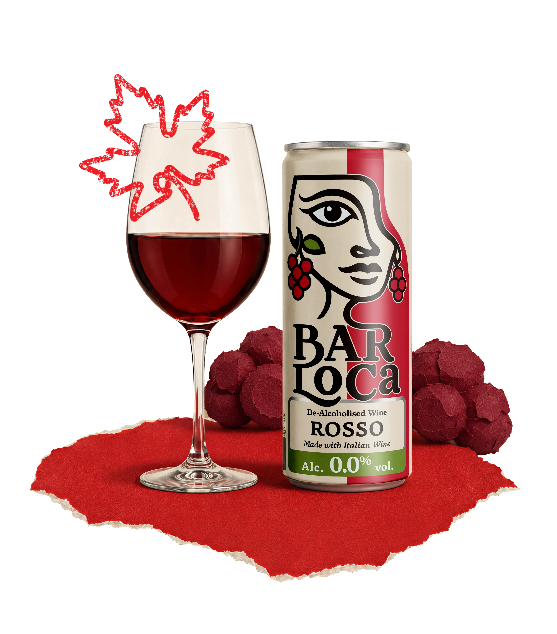 BarLoca 0.0% Wine Rosso blik 25cl