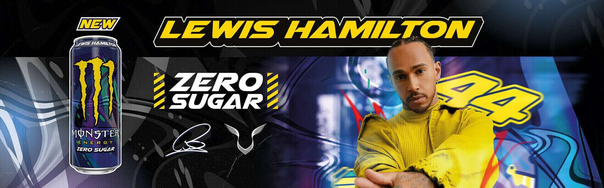 Monster Energy Zero Sugar met Lewis Hamilton