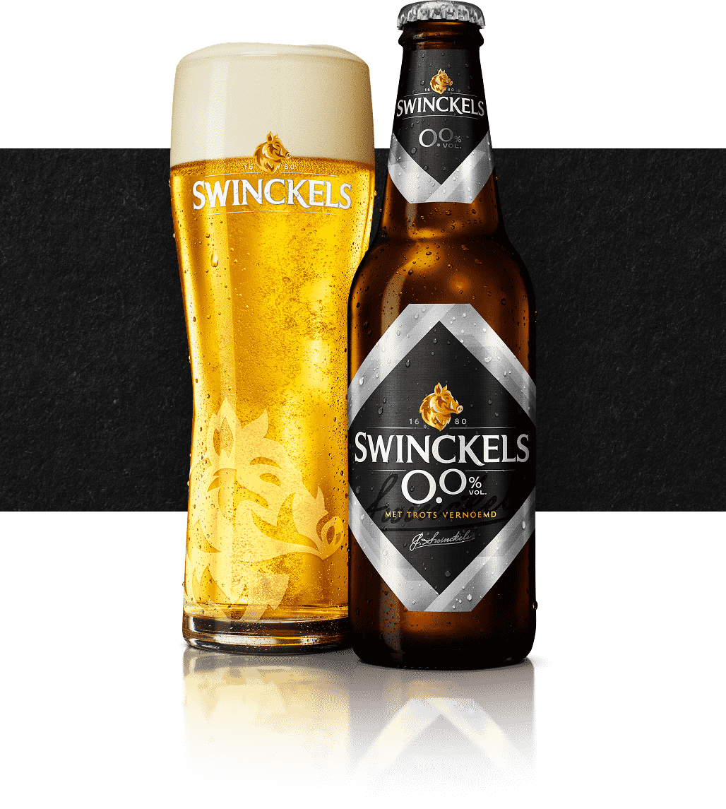 Swinckels 0.0% pilsener fles 30cl met gevuld bierglas