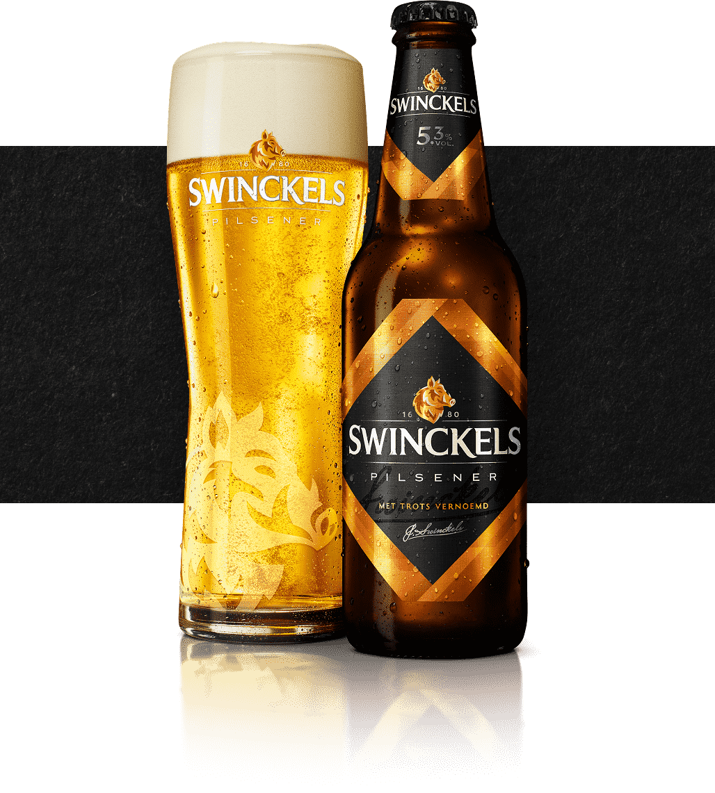 Swinckels pilsener fles 30cl met gevuld bierglas