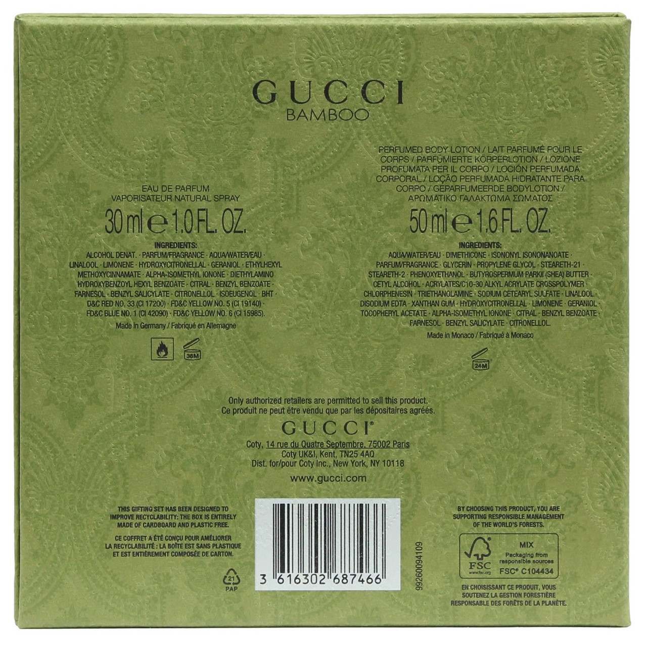 Gucci Bamboo Gift Set Eau de Parfum 30ml Spray & 50ml Body Lotion