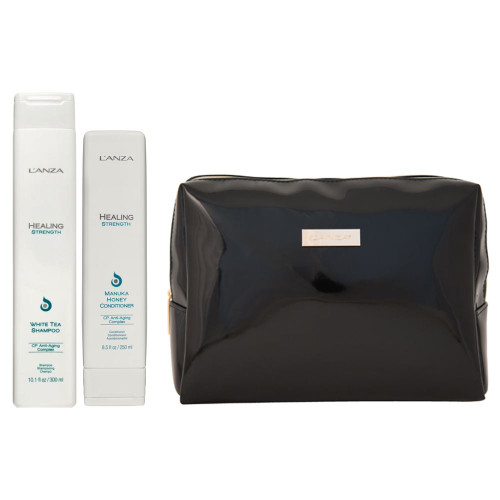 L'Anza Healing Strength Shampoo, Conditioner & Cosmetic Bag