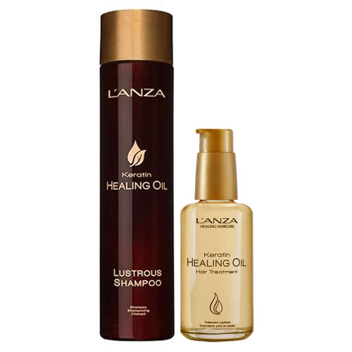 L'Anza Keratin Healing Oil Lustrous Shampoo 300ml + Healing Oil Treatment 100ml