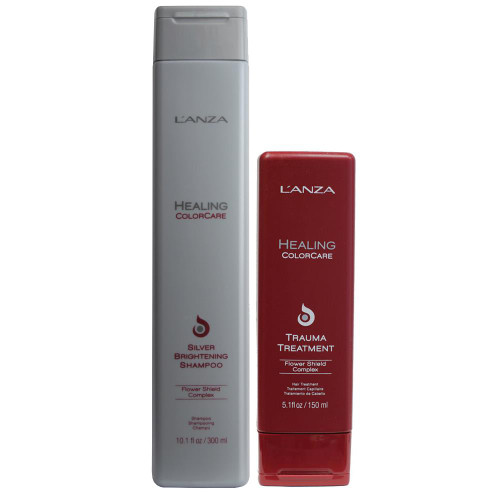 L'Anza Healing ColorCare Silver Shampoo 300ml & Trauma Treatment 150ml