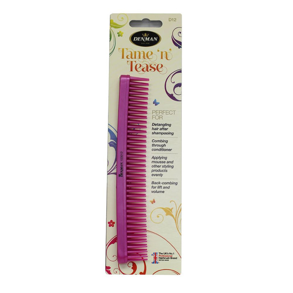 Denman Tame'n'Tease D12 Three Row Comb [PINK]