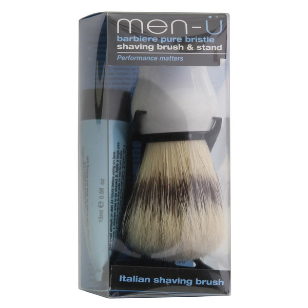 Men-U Barbiere White Pure Bristle Shave Brush + Shaving Cream 15ml