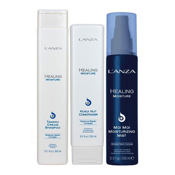 L'Anza Healing Moisture Shampoo, Conditioner + Moi Mist Spray