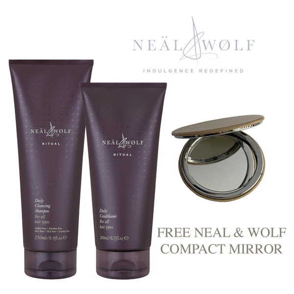 Neal & Wolf Ritual Daily Cleansing Shampoo, Conditioner with FREE Mirror