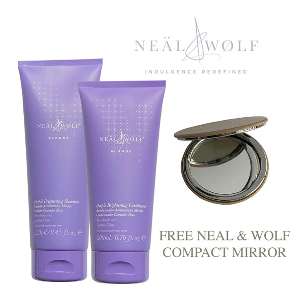 Neal & Wolf Blonde Purple Brightening Shampoo + Conditioner with FREE mirror