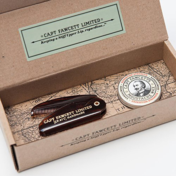 Captain Fawcett Expedition Strength Moustache Wax + Flip Moustache Comb