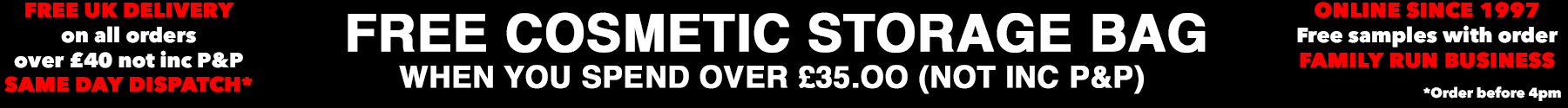 FREE COSMETIC STORAGE BAG WHEN YOU SPEND OVER £35