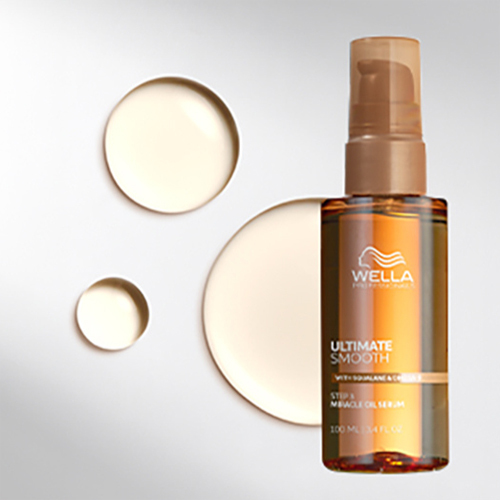 Wella Professional Ultimate Smooth Miracle Oil Serum for 96-hour frizz control, UV & heat protection, and visibly smoother, shinier hair