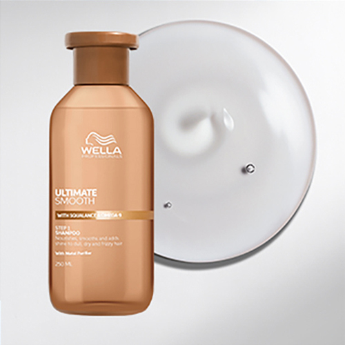 Wella Professionals Ultimate Smooth Shampoo for dry, frizzy hair with Metal Purifier, Squalane, and Omega-9 for nourishment and smoothness