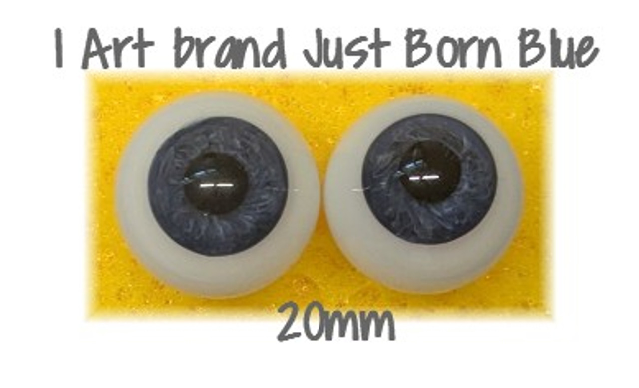 I Art Reborns brand Mouthblown Glass eyes - Just Born Blue 20mm