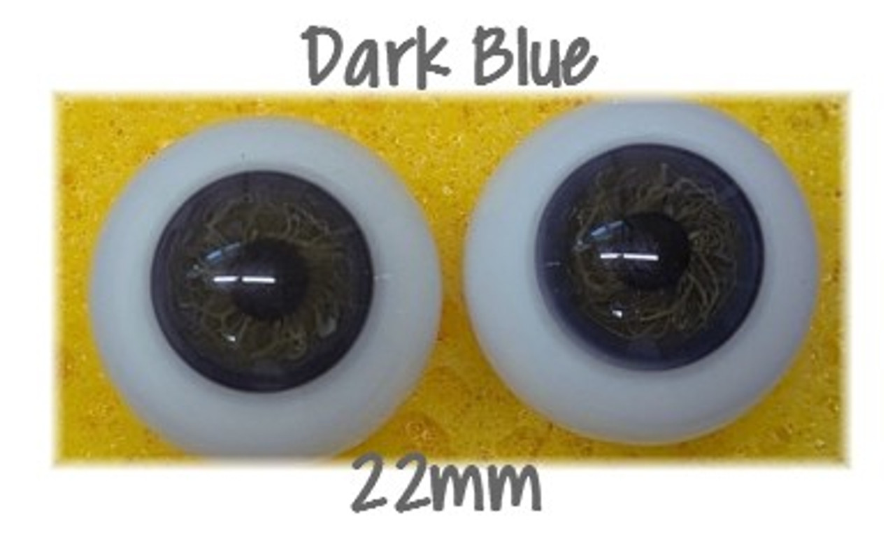 Full Round Mouthblown Glass Eyes 22mm - Dark Newborn Blue