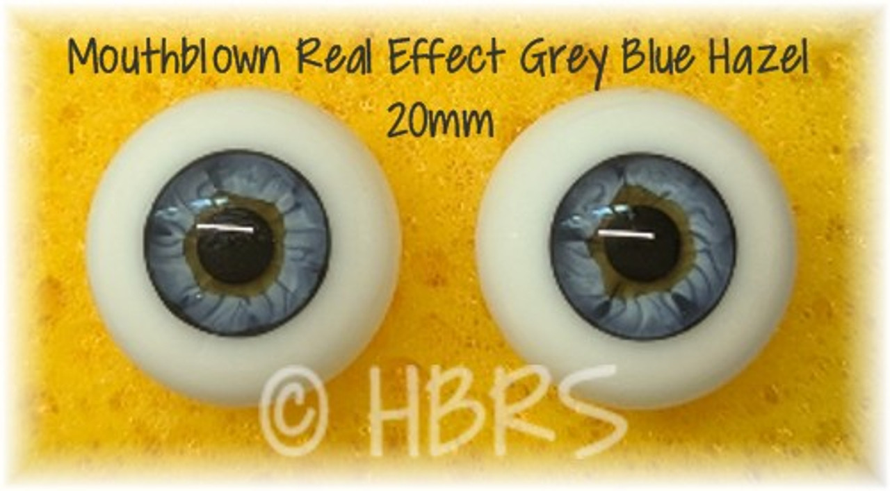 REAL EFFECT brand Mouthblown Glass Eyes - Grey Blue Hazel  20mm REAL EFFECT brand Mouthblown Glass Eyes - Grey Blue Hazel  20mm