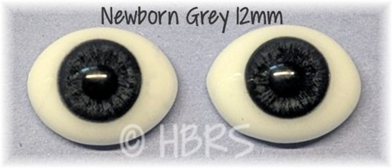 Pabol Flat Oval Glass Eyes Newborn Grey - 12mm Pabol Flat Oval Glass Eyes Newborn Grey - 12mm