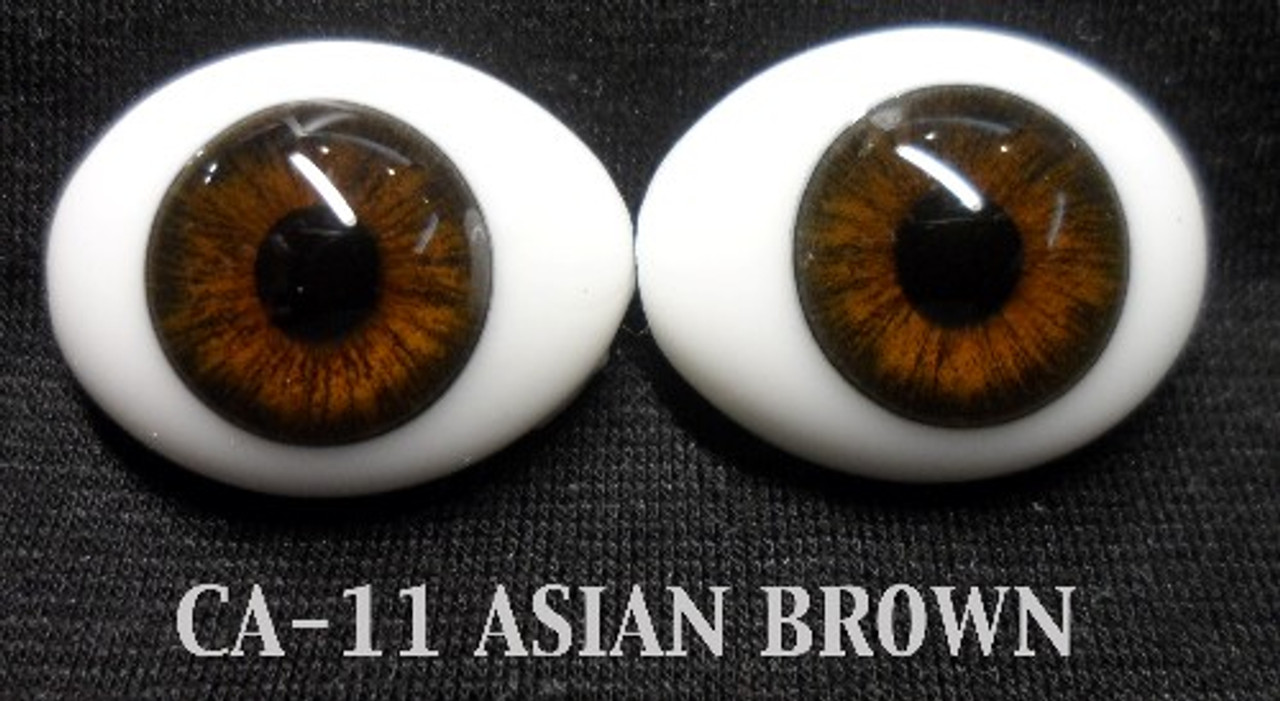 Pabol Flat Oval Glass Eyes Asian Brown  - 12mm Pabol Flat Oval Glass Eyes Asian Brown  - 12mm