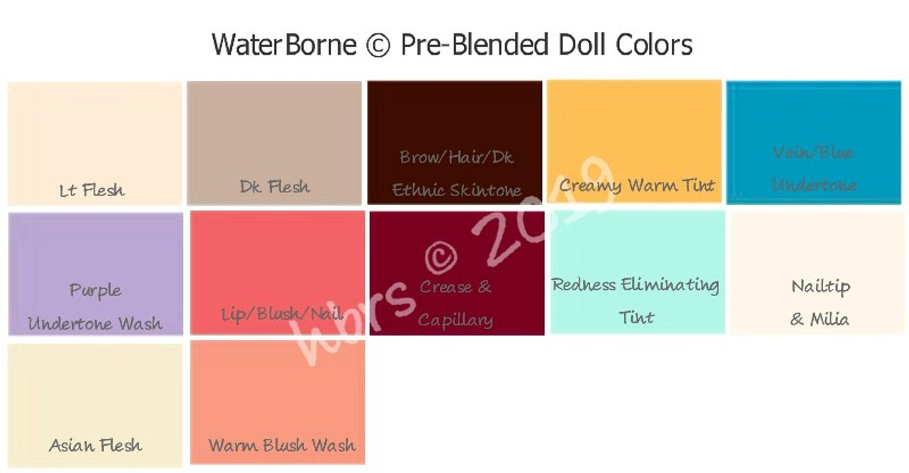 WB Pre-Blended Doll Colors New color added April 2020:  Medium Ethnic Flesh.  Photo coming soon