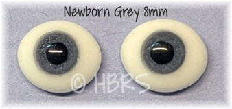 Pabol Flat Oval Glass Eyes Baby Grey -  8mm