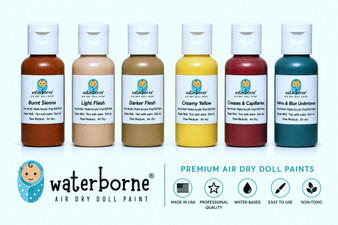 Random selection of 1 ounce bottles of WaterBorne ® colors.  Choose from a large selection of pre-blended dollmaking colors.   Basic colors in 1 oz bottles are sold separately.