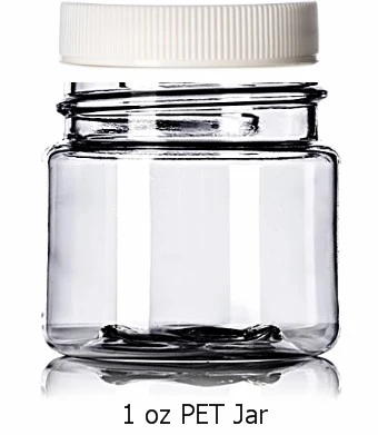 1 oz PET jar with unlined cap.  Safe to store all heatset and air dry paints.