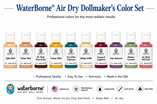 10 of the most used dollmaking colors, pre-blended for your convenience.  The set includes 5 mediums.