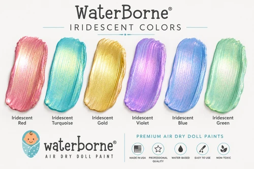 Swatches darkened so you can get the full effect of iridescence  WB paints will NOT dry to this intensity of color.  You can build layers if you need darker intensity.
