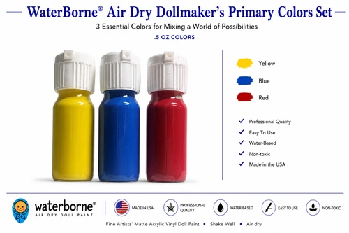 Clean concentrated primary colors:  red, blue and yellow with no white added.