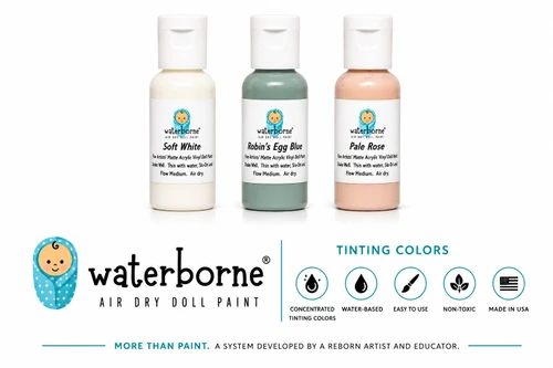 Waterborne ® air dry doll paints in three pastel colors to use as is, or blend with other colors to achieve special effects and desired skin and hair tones.
