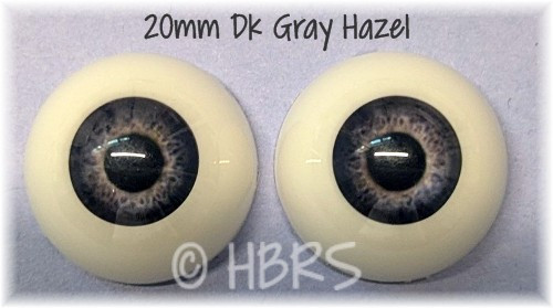 Half Round EYECO Polyglass Dk Grey Hazel Eyes - 20mm