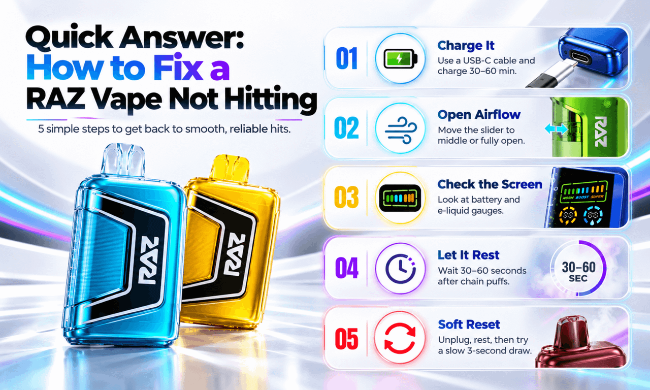 Quick answer: five steps to fix a RAZ Vape not hitting