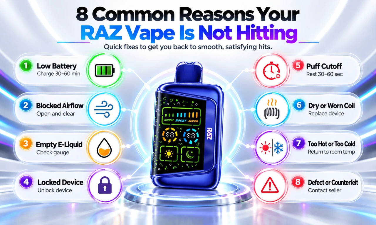 The 8 common causes of a RAZ Vape not hitting