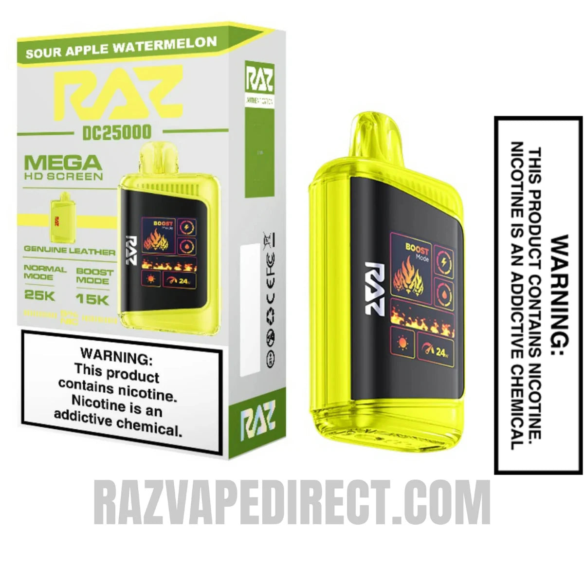 Sour Apple Watermelon RAZ DC25000 Disposable Vape With Package Box
