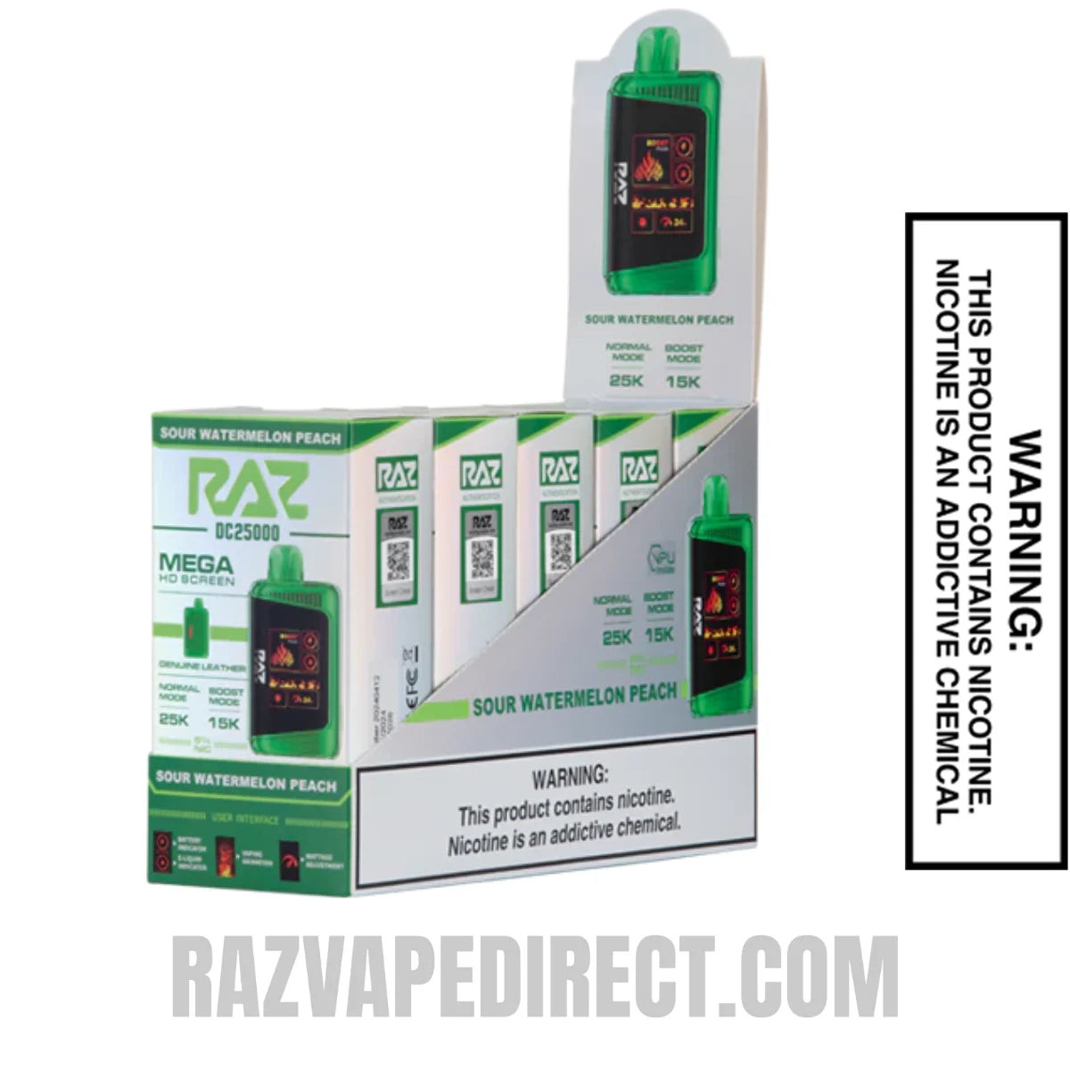 Sour Watermelon Peach RAZ DC25000 Disposable Vape With Bundle Pack