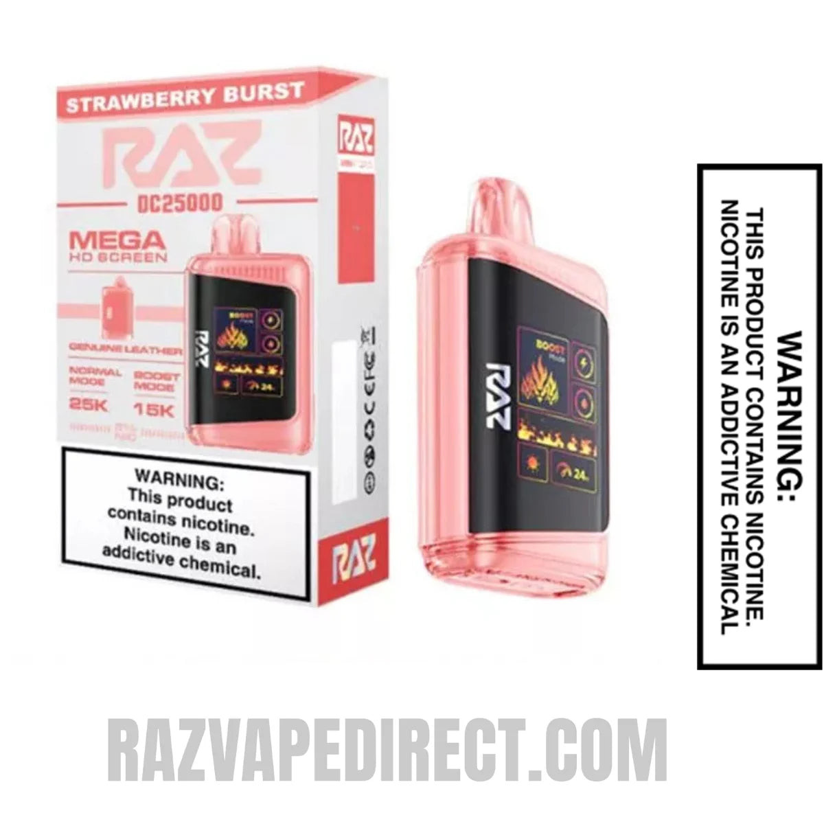 Strawberry Burst RAZ DC25000 Disposable Vape With Package Box