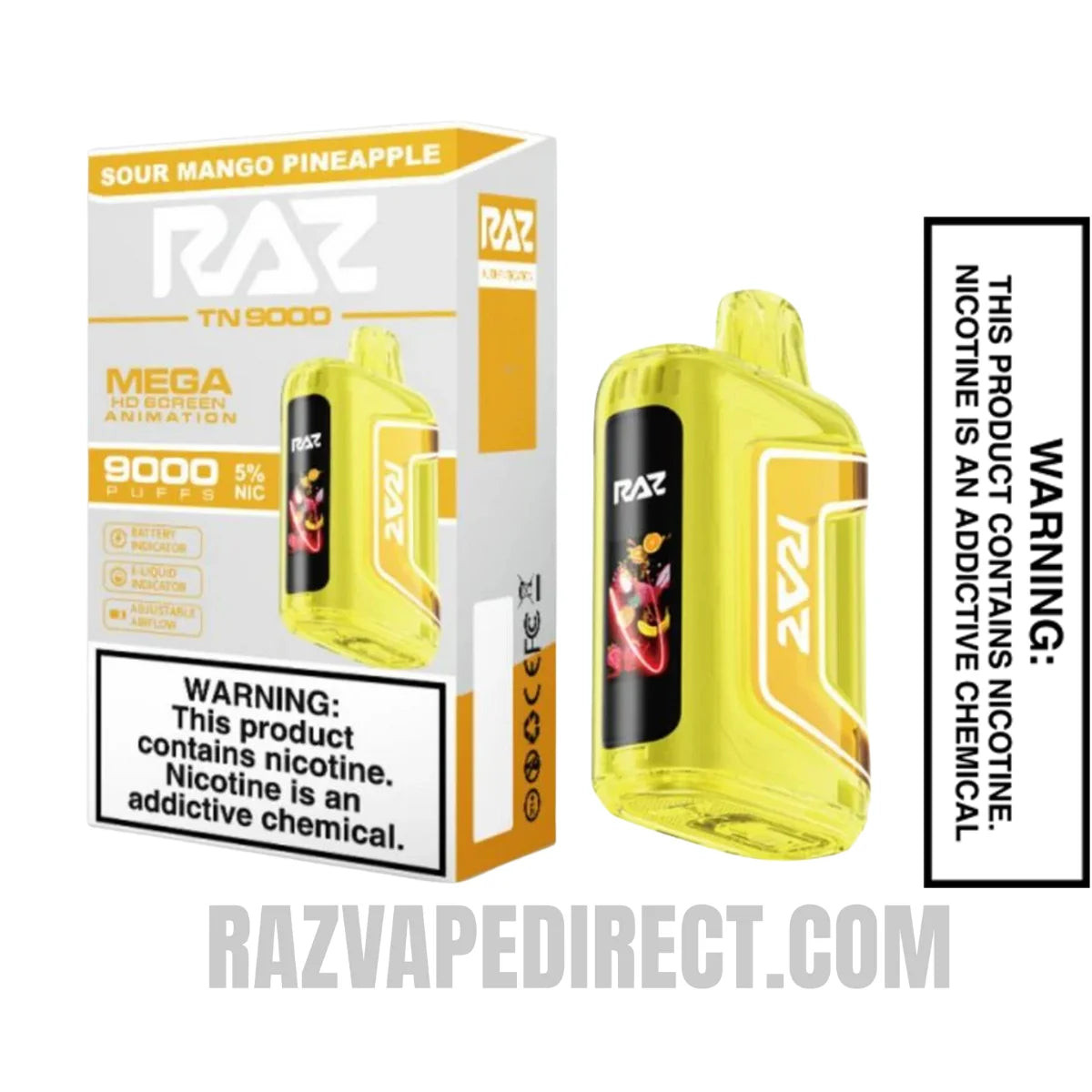 Sour Mango Pineapple RAZTN9000 Disposable Vape With Box Packet