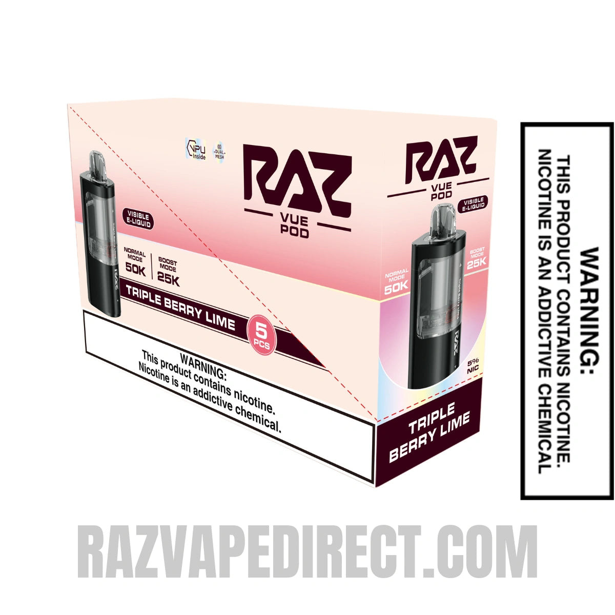 Triple Berry Lime RAZ VUE 50K Disposable Pod with bundle Box