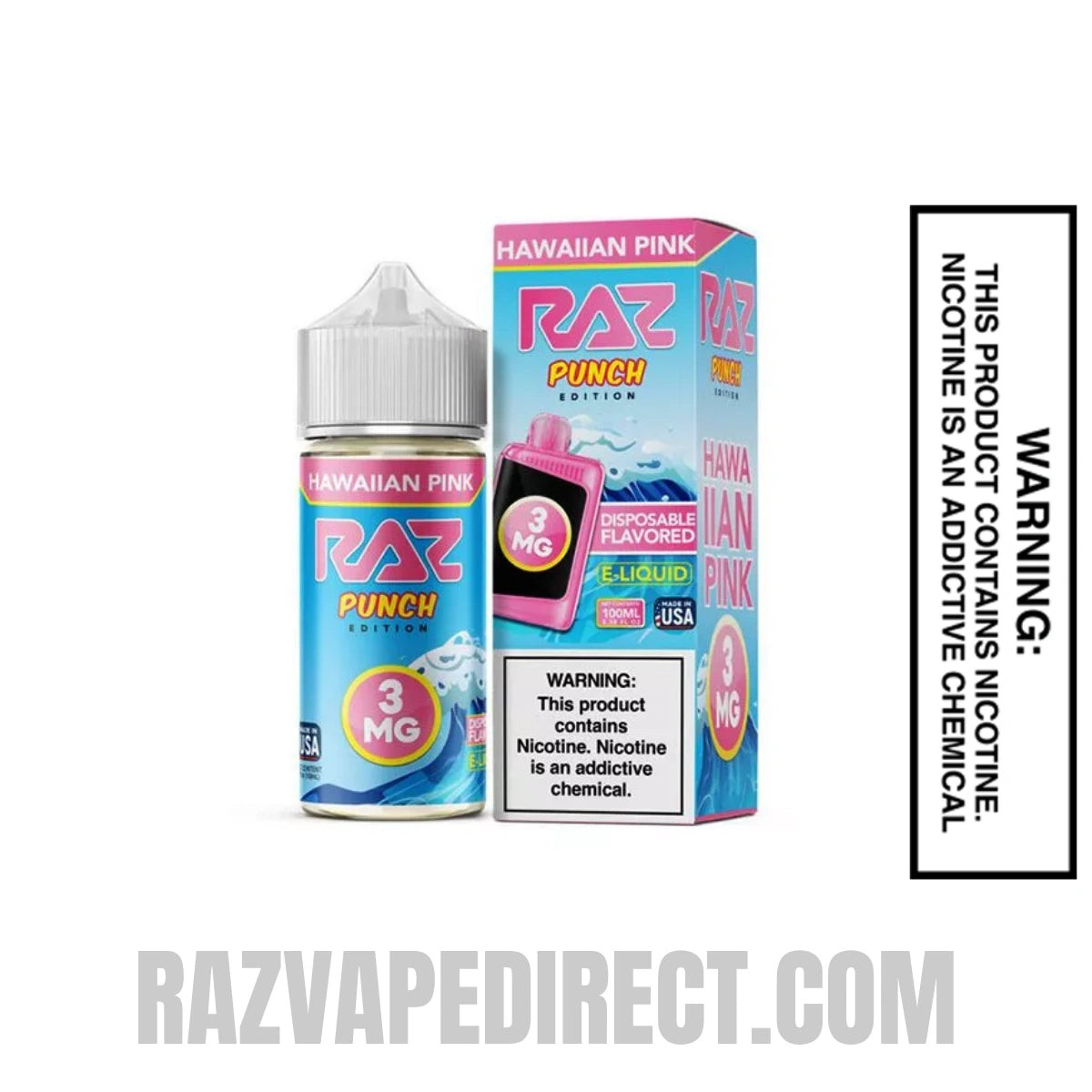 Hawaiian Pink RAZ Vape Juice 100 ML with package box