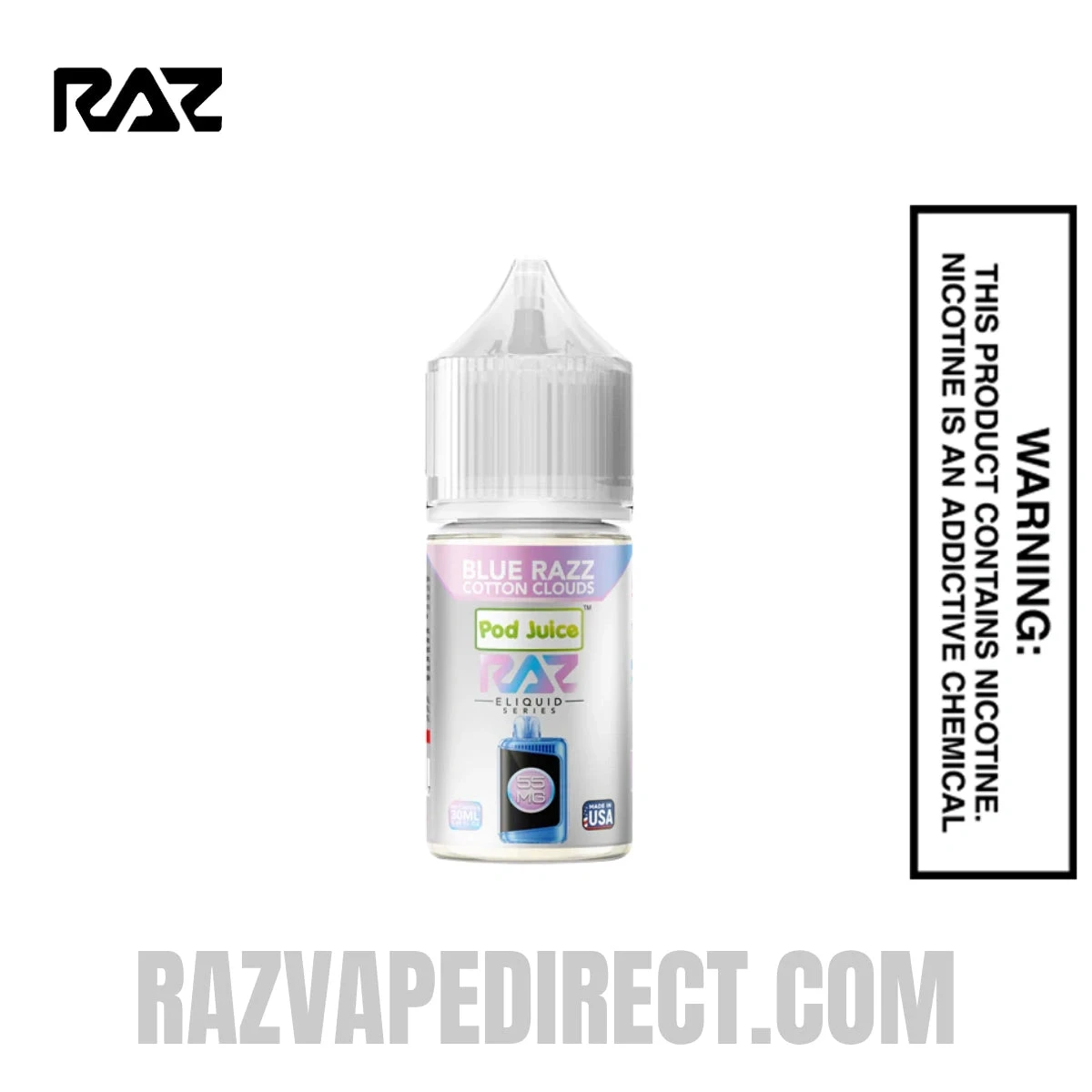 Blue Razz Cotton Clouds Pod Juice X RAZ Salt Nic juice 30 ML
