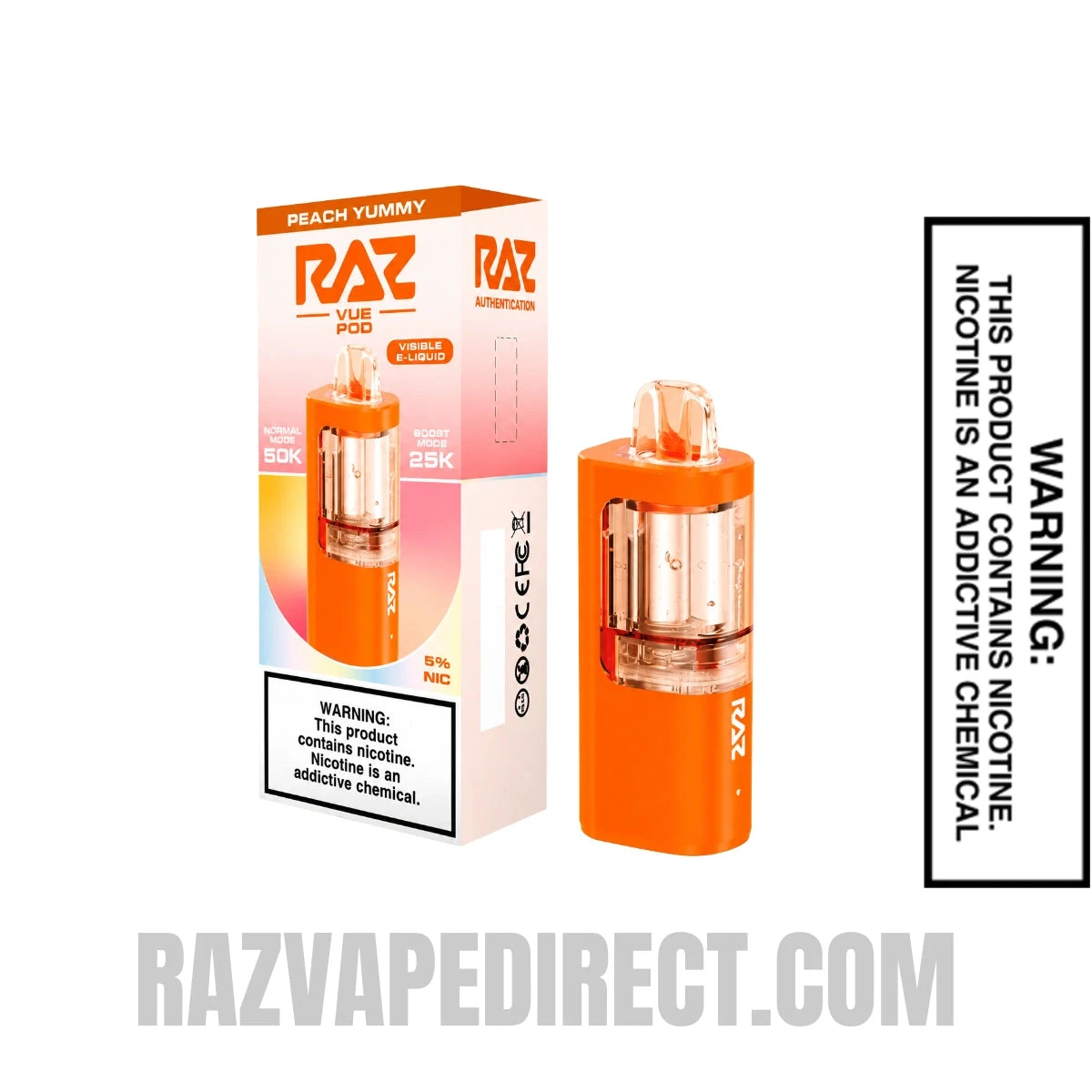 Peach Yummy RAZ VUE 50K Disposable Vape Pod Bundle Pack