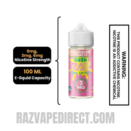 Strawberry Peach Gush RAZ Vape Juice 100 ML Specification