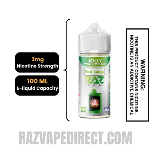 Jolly Watermelon RAZ Vape Juice 100 ML specifications