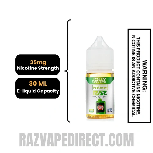 Jolly Green Apple Pod Juice X RAZ Salt Nic juice 30 ML specifications
