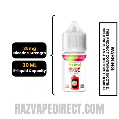 Strawberry Lolly Pod Juice X RAZ Salt Nic juice 30 ML specifications