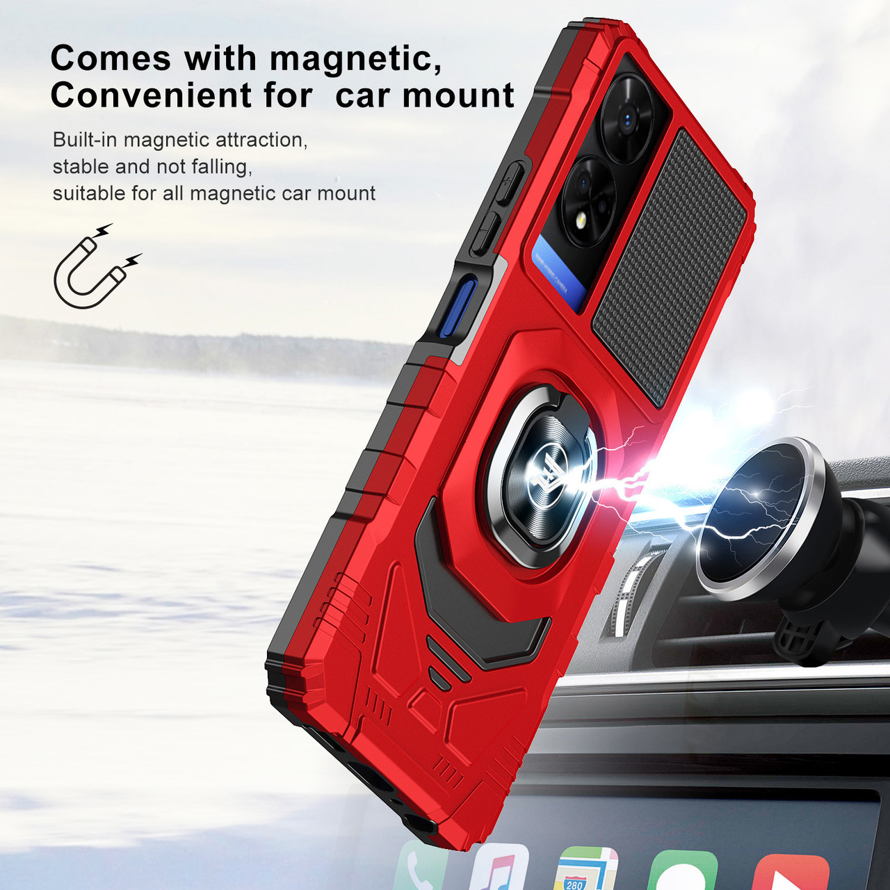 TCL 50 XE 5G / 50 XE NXTPAPER 5G phone case, Ring Kickstand Magnetic Car Mount, PC and TPU Impact-Resistant Bumpers Protective Case by Wireless ProTech - Wireless ProTech TCL 50 XE 5G / 50 XE NXTPAPER 5G phone case, Ring Kickstand Magnetic Car Mount, PC and TPU Impact-Resistant Bumpers Protective Case by Wireless ProTech - Wireless ProTech